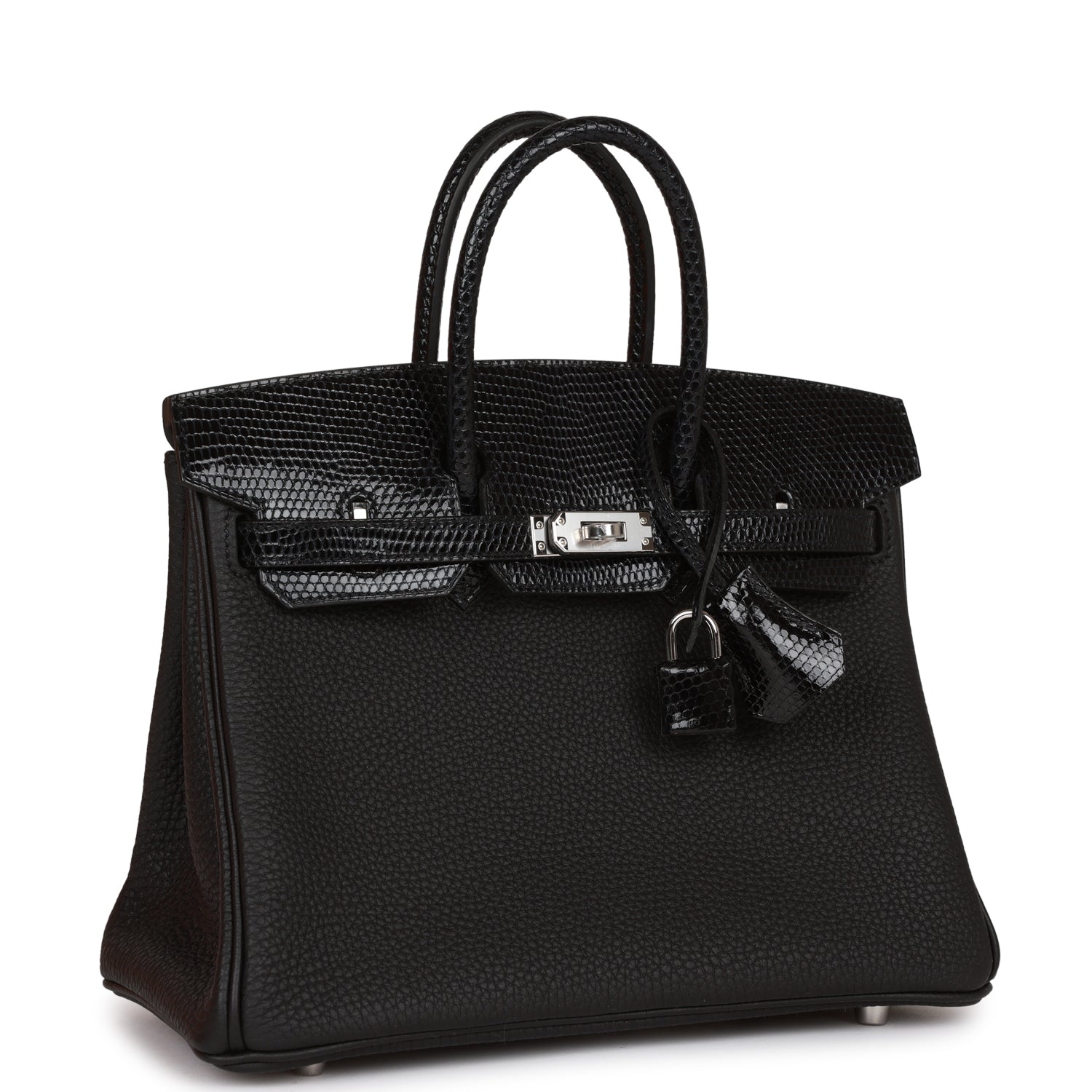HMS Birkin 25 Black Lizard and Togo Touch Palladium Hardware