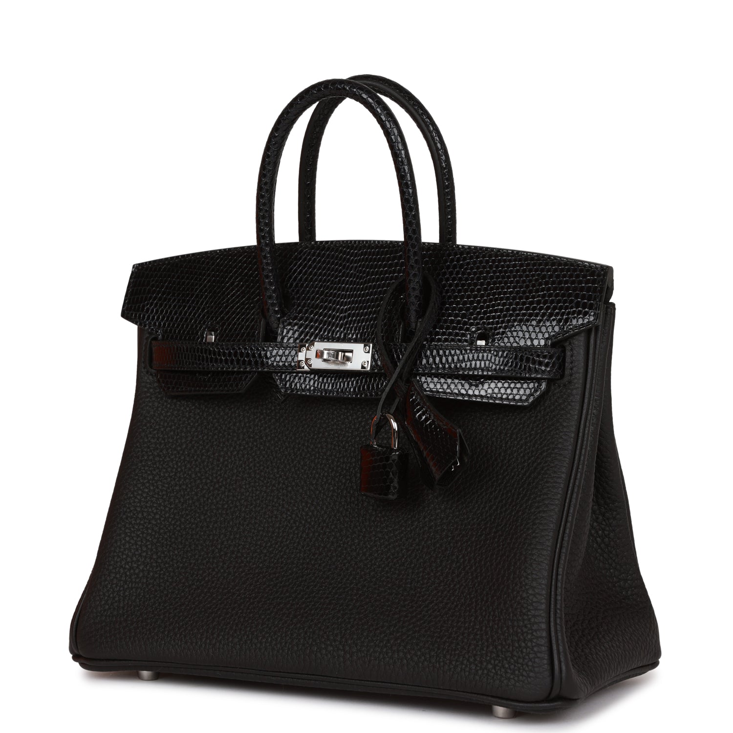 HMS Birkin 25 Black Lizard and Togo Touch Palladium Hardware