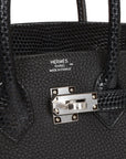 HMS Birkin 25 Black Lizard and Togo Touch Palladium Hardware