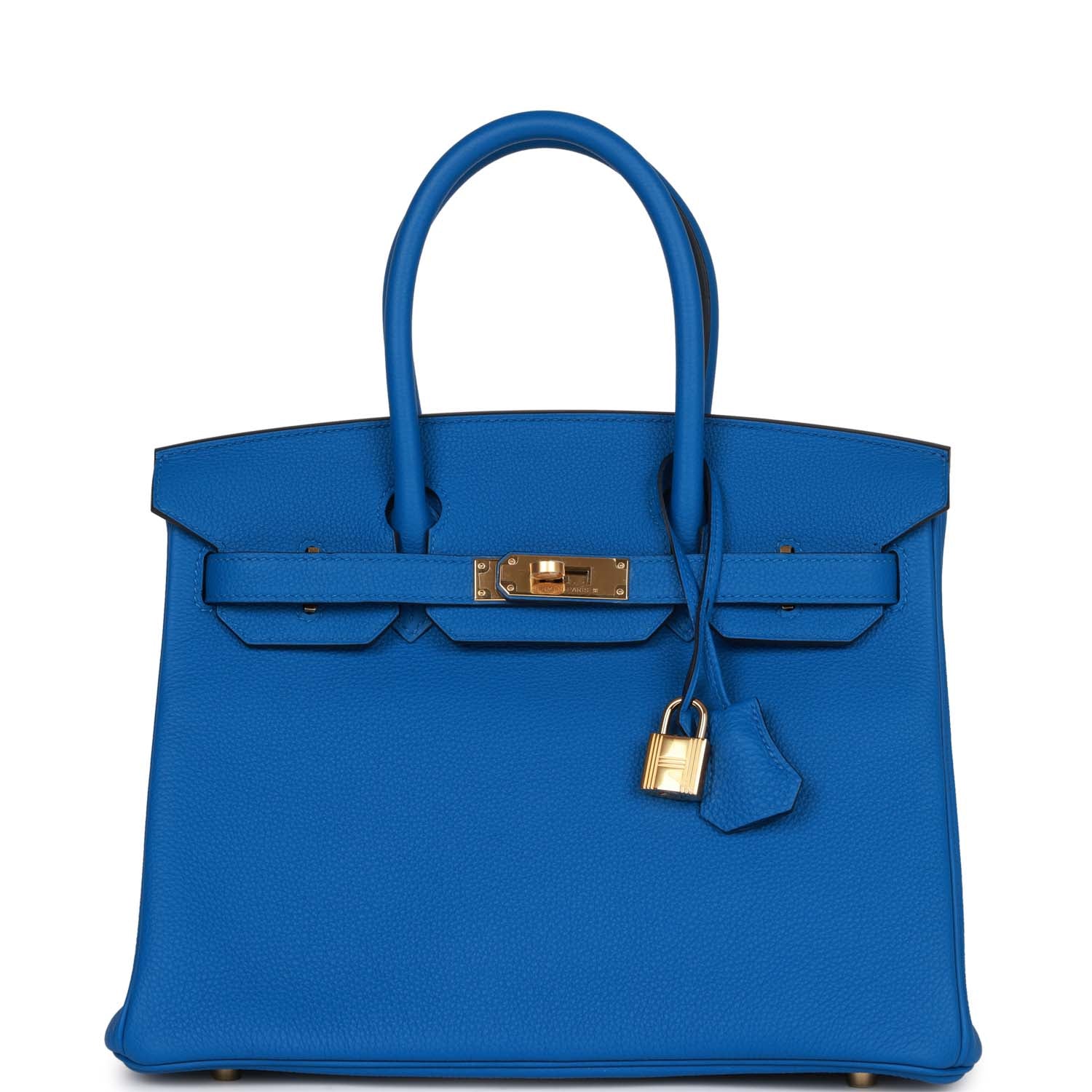 HMS Birkin 30 Bleu Zellige Togo Gold Hardware