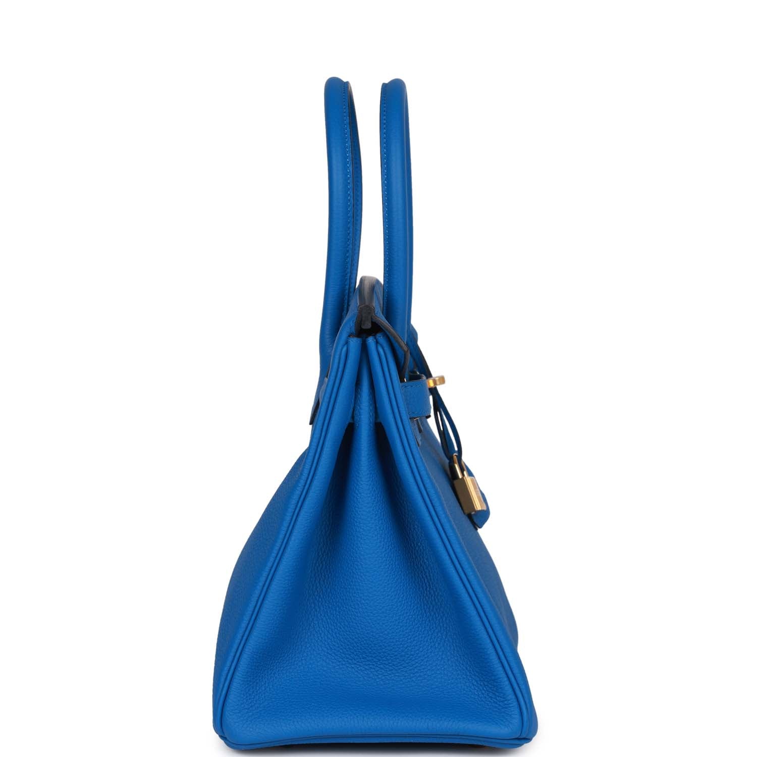HMS Birkin 30 Bleu Zellige Togo Gold Hardware