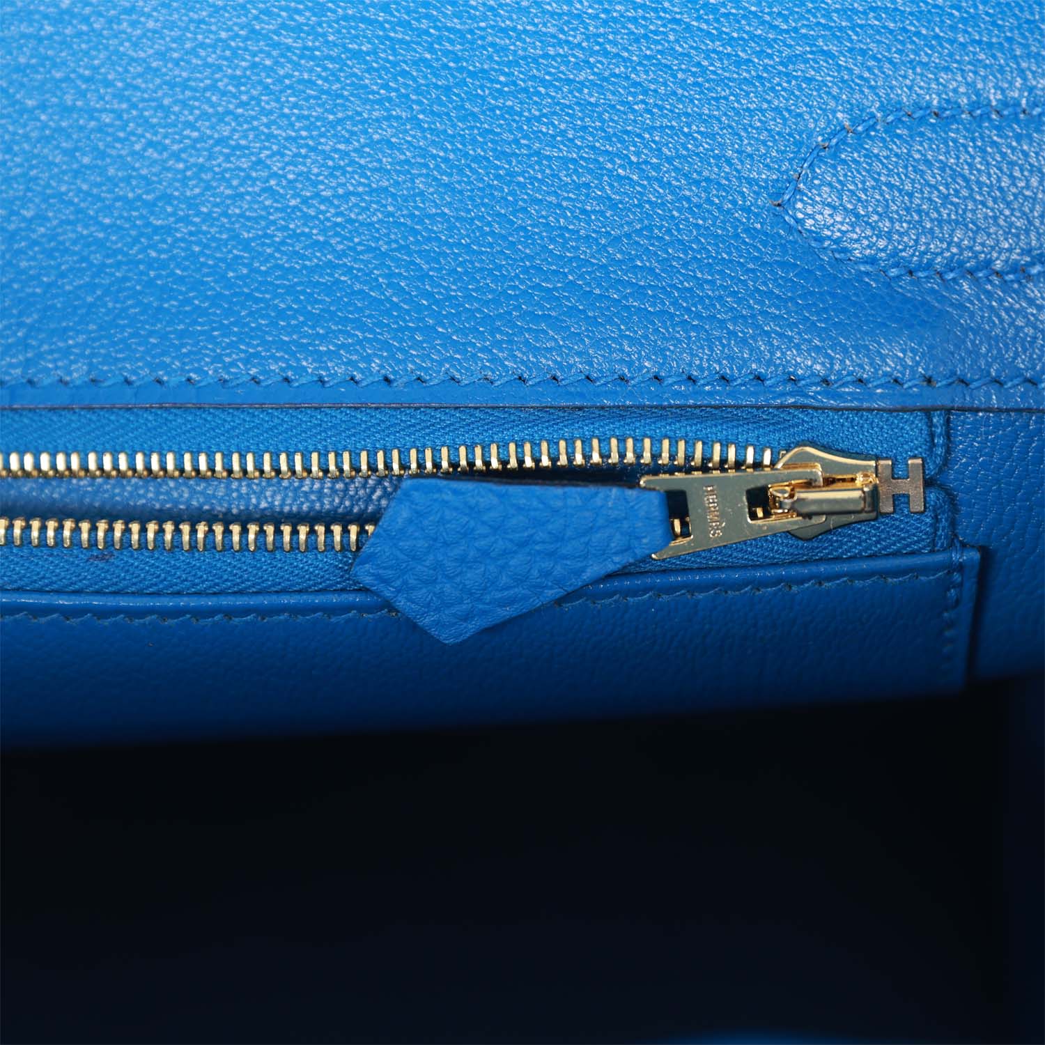 HMS Birkin 30 Bleu Zellige Togo Gold Hardware