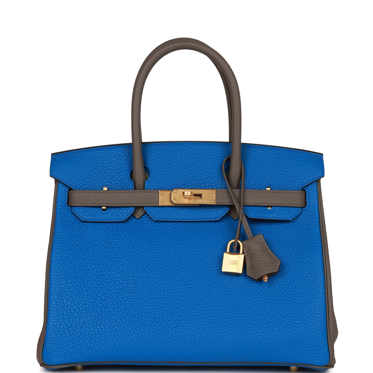 HMS Special Order (HSS) Birkin 30 Bleu Electric and Etain Clemence Brushed Gold Hardware