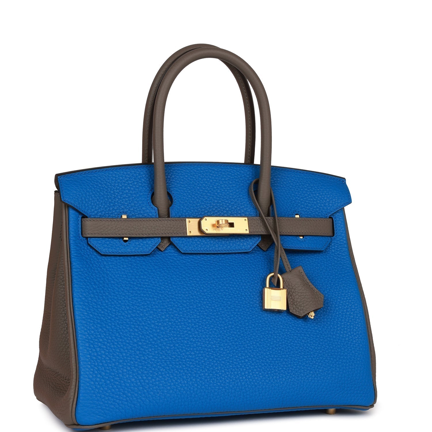 HMS Special Order (HSS) Birkin 30 Bleu Electric and Etain Clemence Brushed Gold Hardware