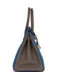 HMS Special Order (HSS) Birkin 30 Bleu Electric and Etain Clemence Brushed Gold Hardware