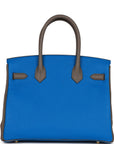 HMS Special Order (HSS) Birkin 30 Bleu Electric and Etain Clemence Brushed Gold Hardware