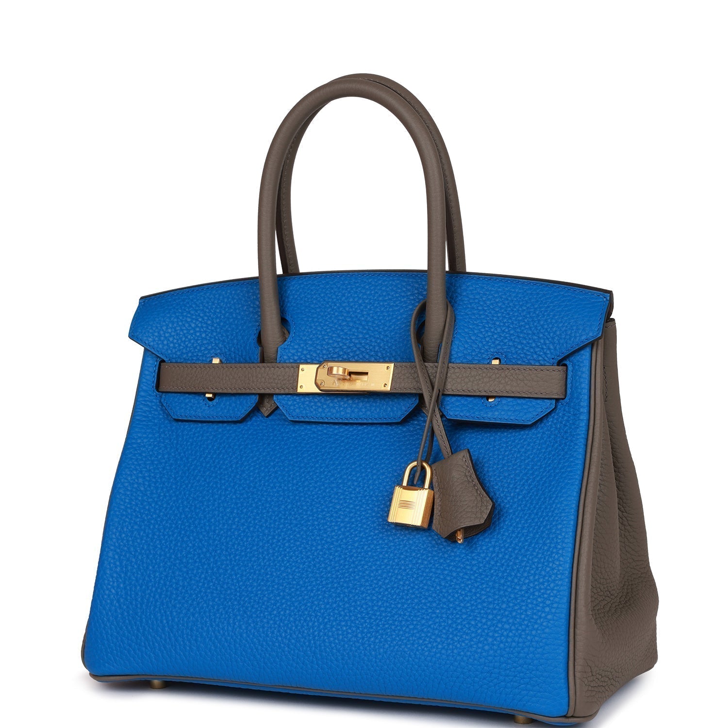 HMS Special Order (HSS) Birkin 30 Bleu Electric and Etain Clemence Brushed Gold Hardware