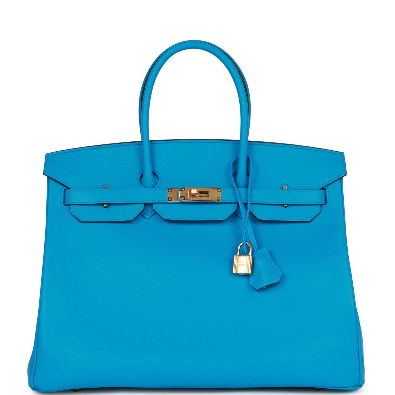 HMS Birkin 35 Bleu Frida Epsom Gold Hardware