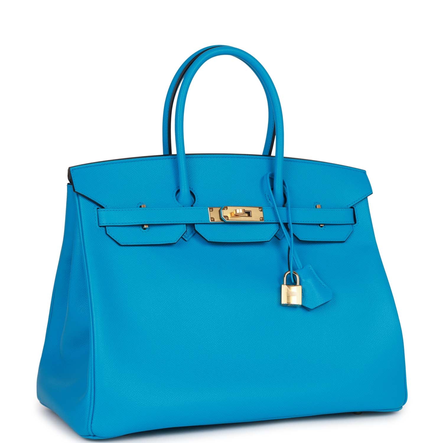 HMS Birkin 35 Bleu Frida Epsom Gold Hardware