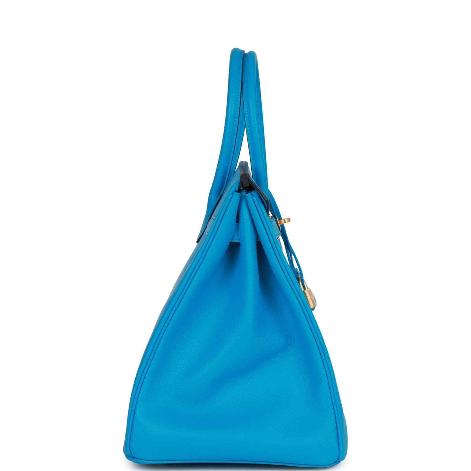 HMS Birkin 35 Bleu Frida Epsom Gold Hardware