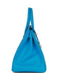 HMS Birkin 35 Bleu Frida Epsom Gold Hardware