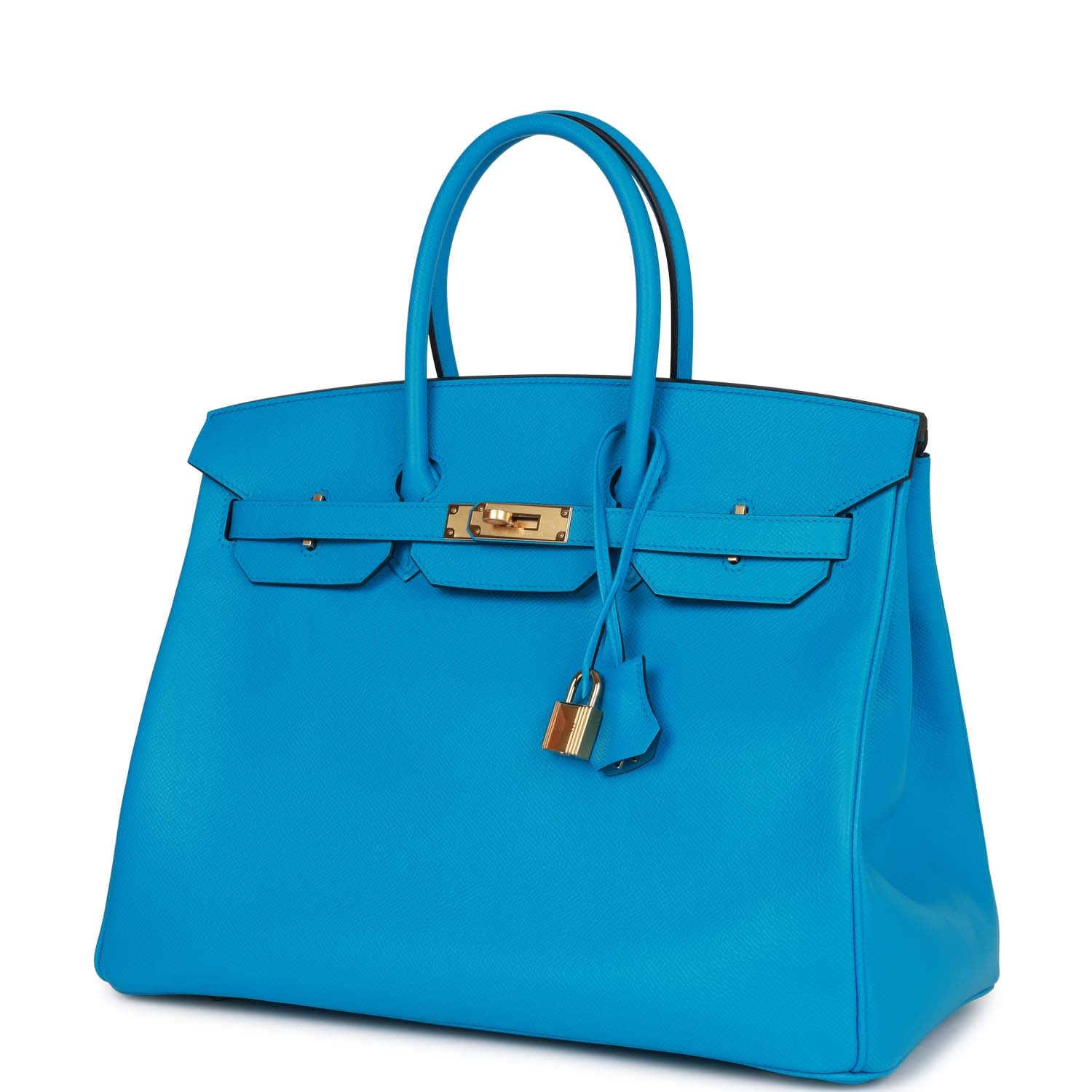 HMS Birkin 35 Bleu Frida Epsom Gold Hardware