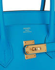 HMS Birkin 35 Bleu Frida Epsom Gold Hardware
