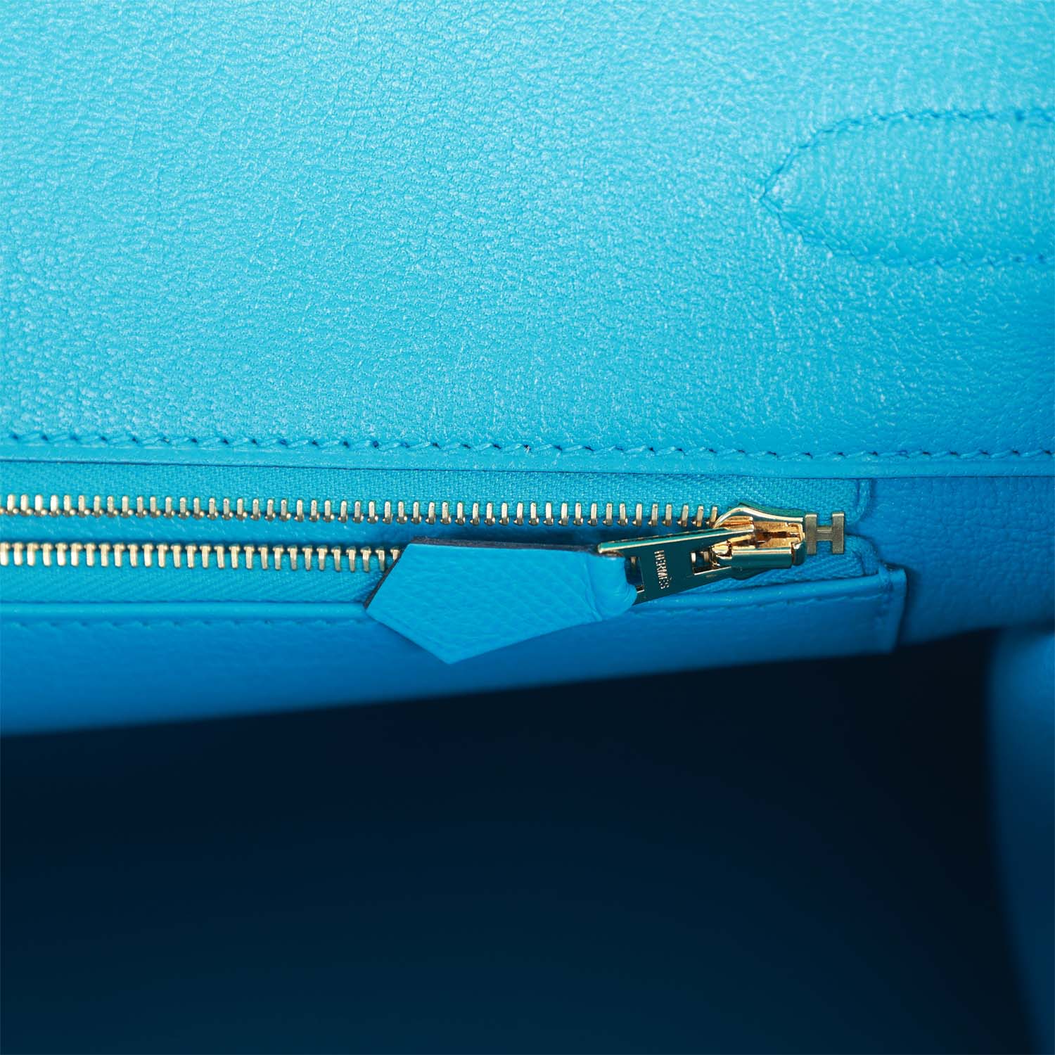 HMS Birkin 35 Bleu Frida Epsom Gold Hardware