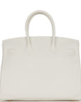 HMS Special Order (HSS) Birkin 35 White Verso Clemence Gold Hardware