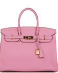 Top Quality HMS Birkin 35 Bubblegum Togo Gold Hardware