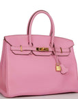 Top Quality HMS Birkin 35 Bubblegum Togo Gold Hardware