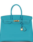 HMS Birkin 35 Bleu de Nord Togo Goldhardware