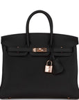 HMS Birkin 25 Black Togo Rose Gold Hardware