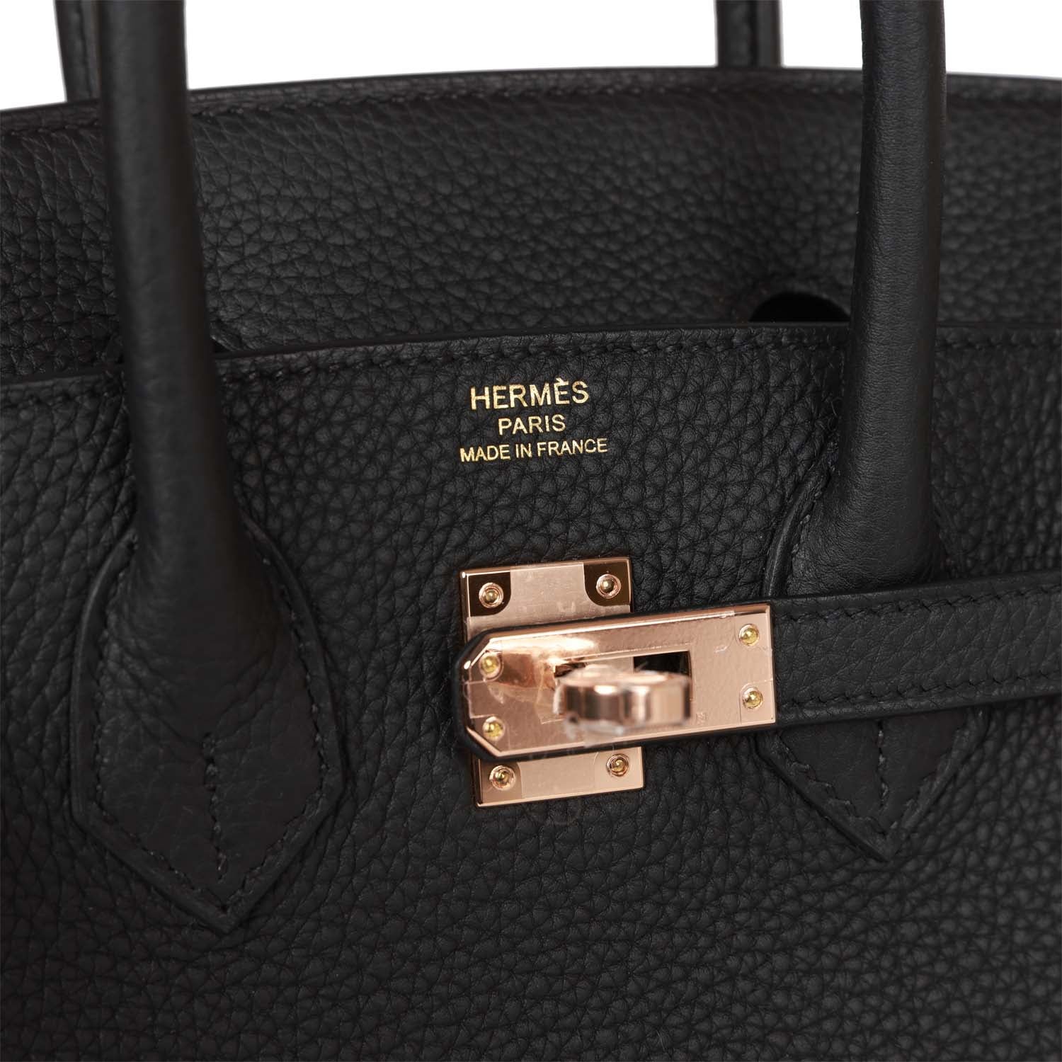 HMS Birkin 25 Black Togo Rose Gold Hardware