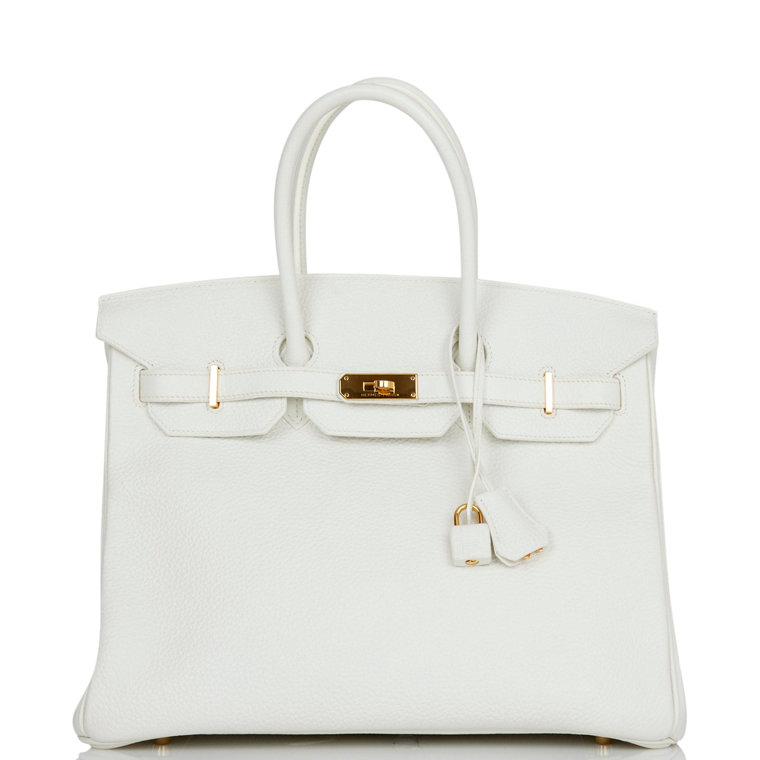 Top Quality HMS Birkin 35 White Clemence Gold Hardware