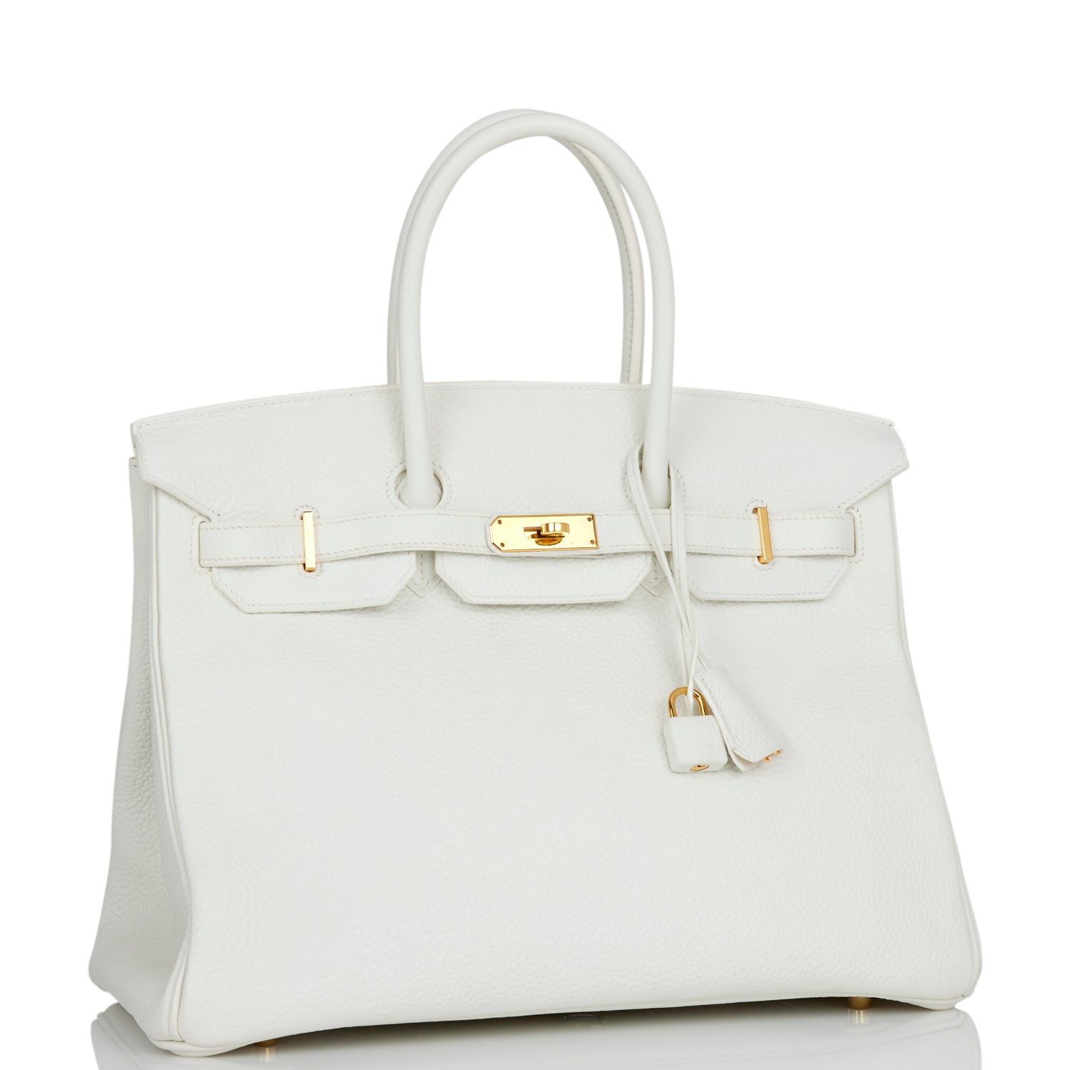 Top Quality HMS Birkin 35 White Clemence Gold Hardware