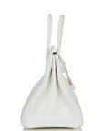 Top Quality HMS Birkin 35 White Clemence Gold Hardware