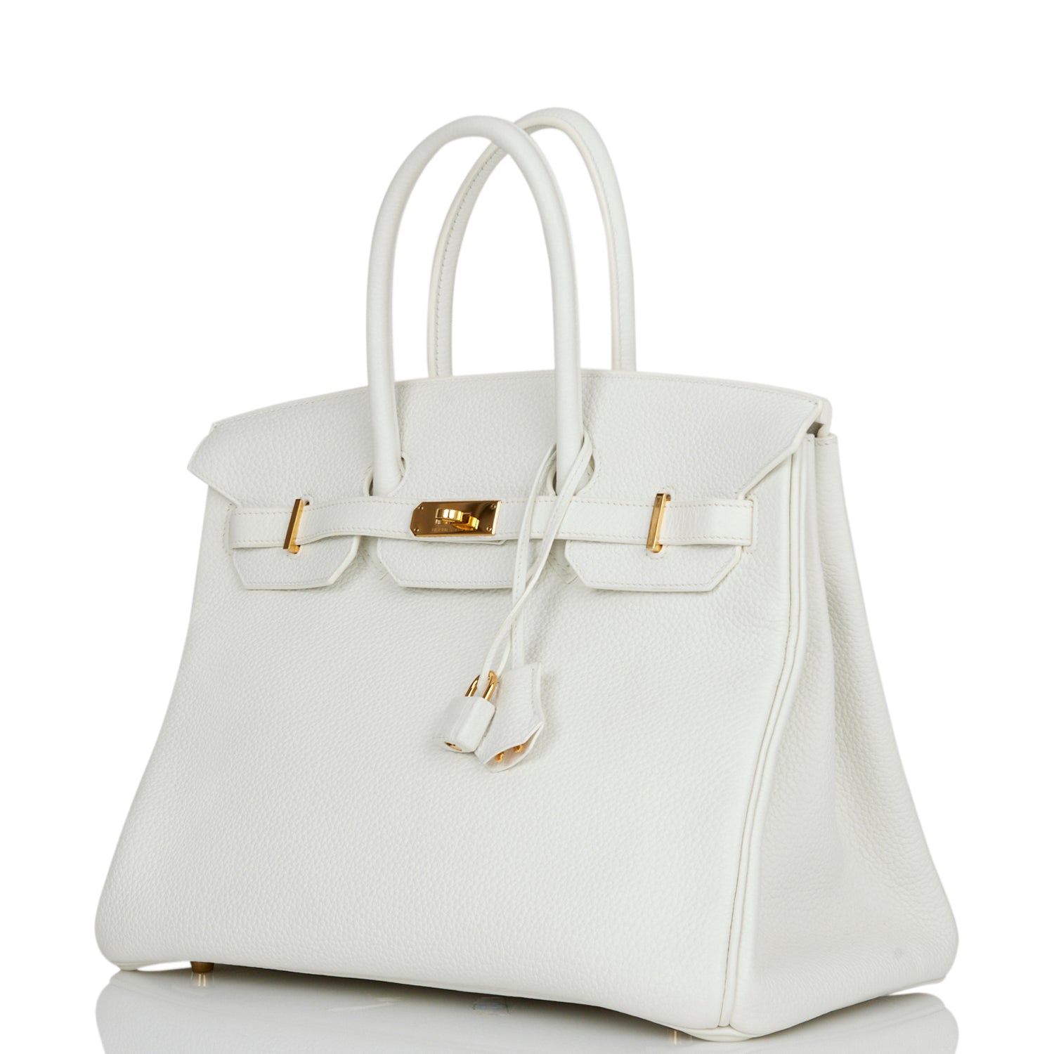 Top Quality HMS Birkin 35 White Clemence Gold Hardware
