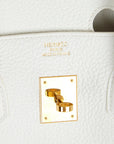 Top Quality HMS Birkin 35 White Clemence Gold Hardware