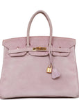 Top Quality Vintage HMS Birkin 35 Lilac Doblis Gold Hardware