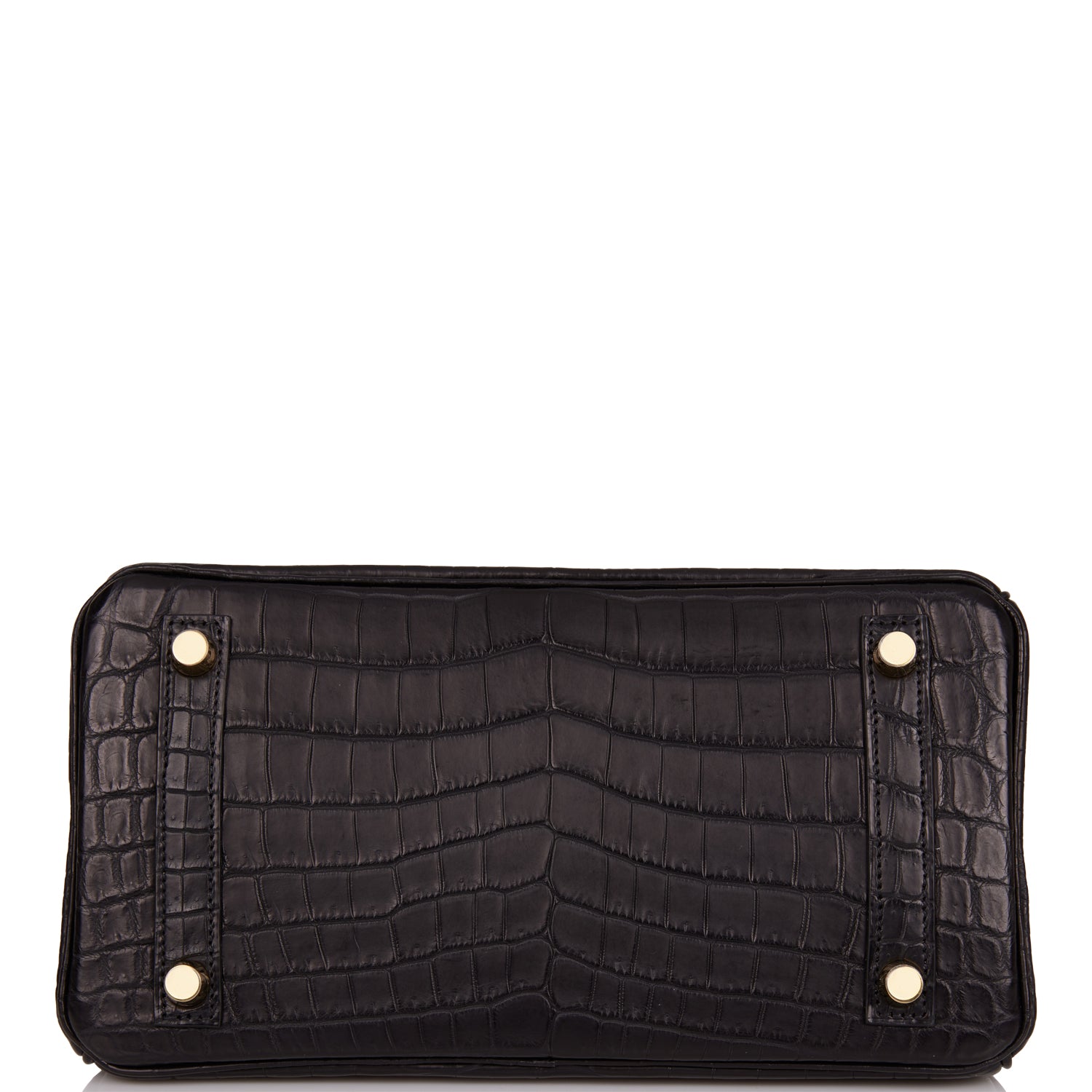 HMS Birkin 25 Black Matte Niloticus Crocodile Gold Hardware