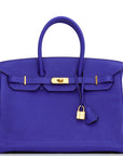 HMS Special Order (HSS) Birkin 35 Bleu Electric Verso Clemence Gold Hardware
