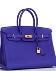 HMS Special Order (HSS) Birkin 35 Bleu Electric Verso Clemence Gold Hardware