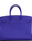 Top Quality HMS Special Order (HSS) Birkin 35 Bleu Electric Verso Clemence Gold Hardware