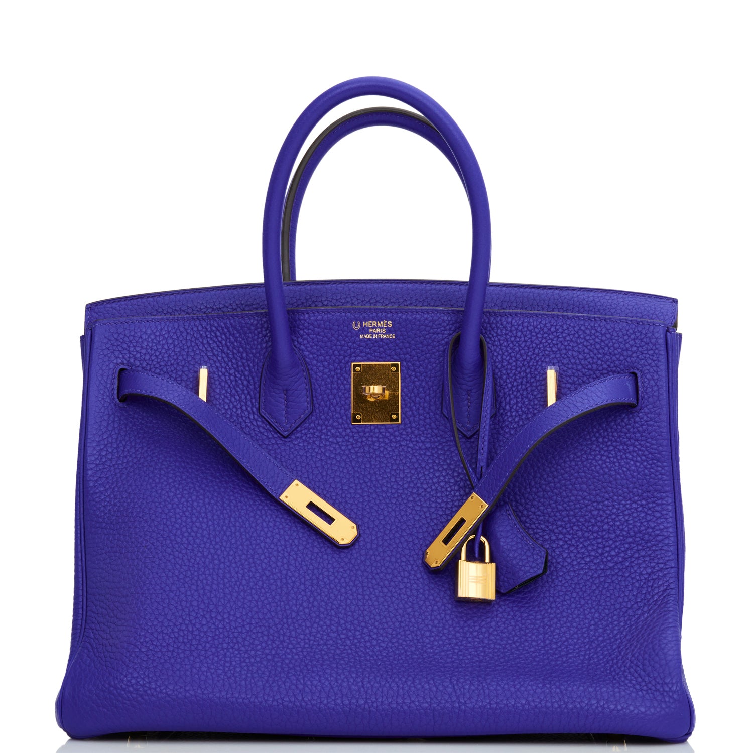 Top Quality HMS Special Order (HSS) Birkin 35 Bleu Electric Verso Clemence Gold Hardware