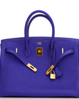 HMS Special Order (HSS) Birkin 35 Bleu Electric Verso Clemence Gold Hardware