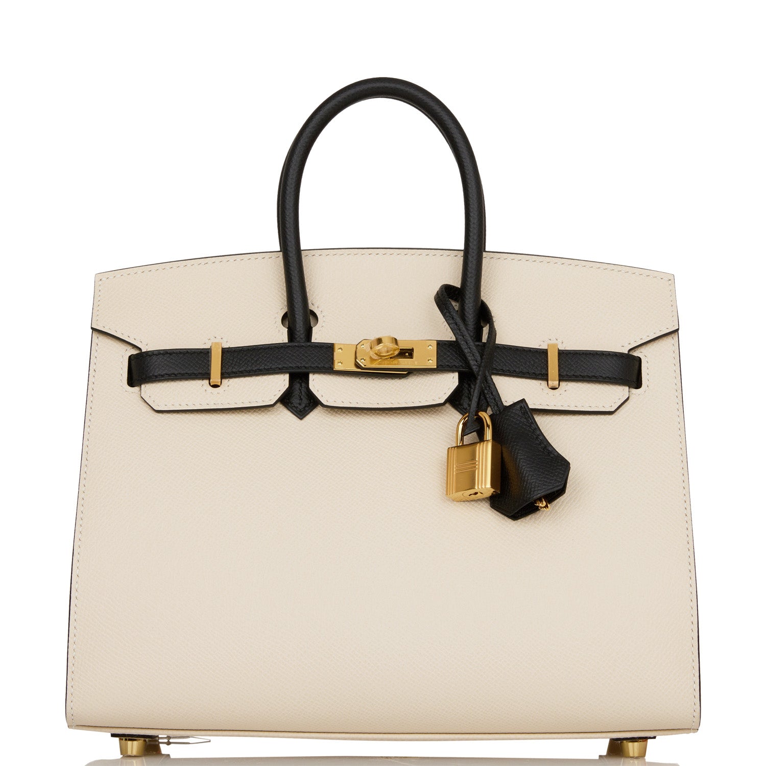 HMS Special Order (HSS) Birkin Sellier 25 Craie and Black Epsom Gold Hardware