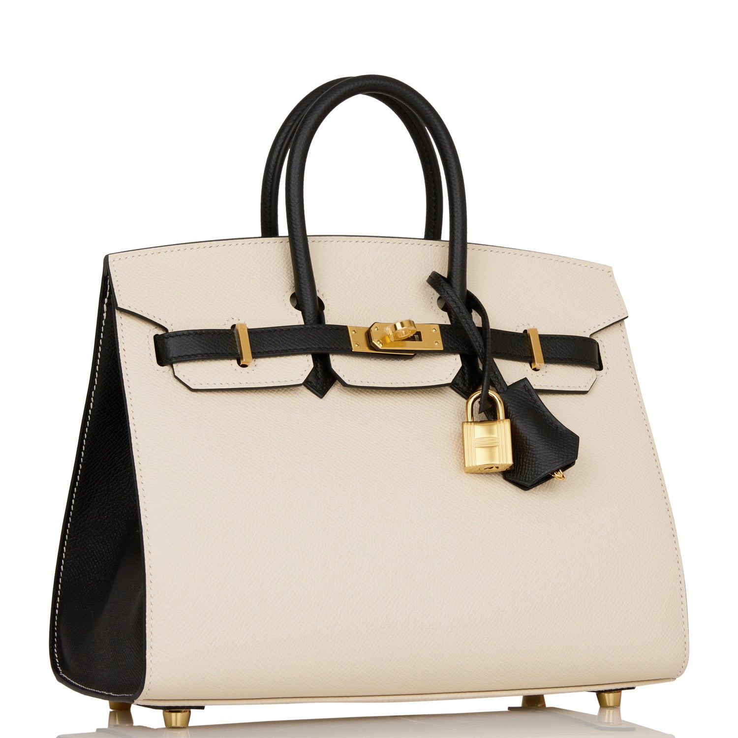 HMS Special Order (HSS) Birkin Sellier 25 Craie and Black Epsom Gold Hardware
