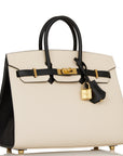 HMS Special Order (HSS) Birkin Sellier 25 Craie and Black Epsom Gold Hardware