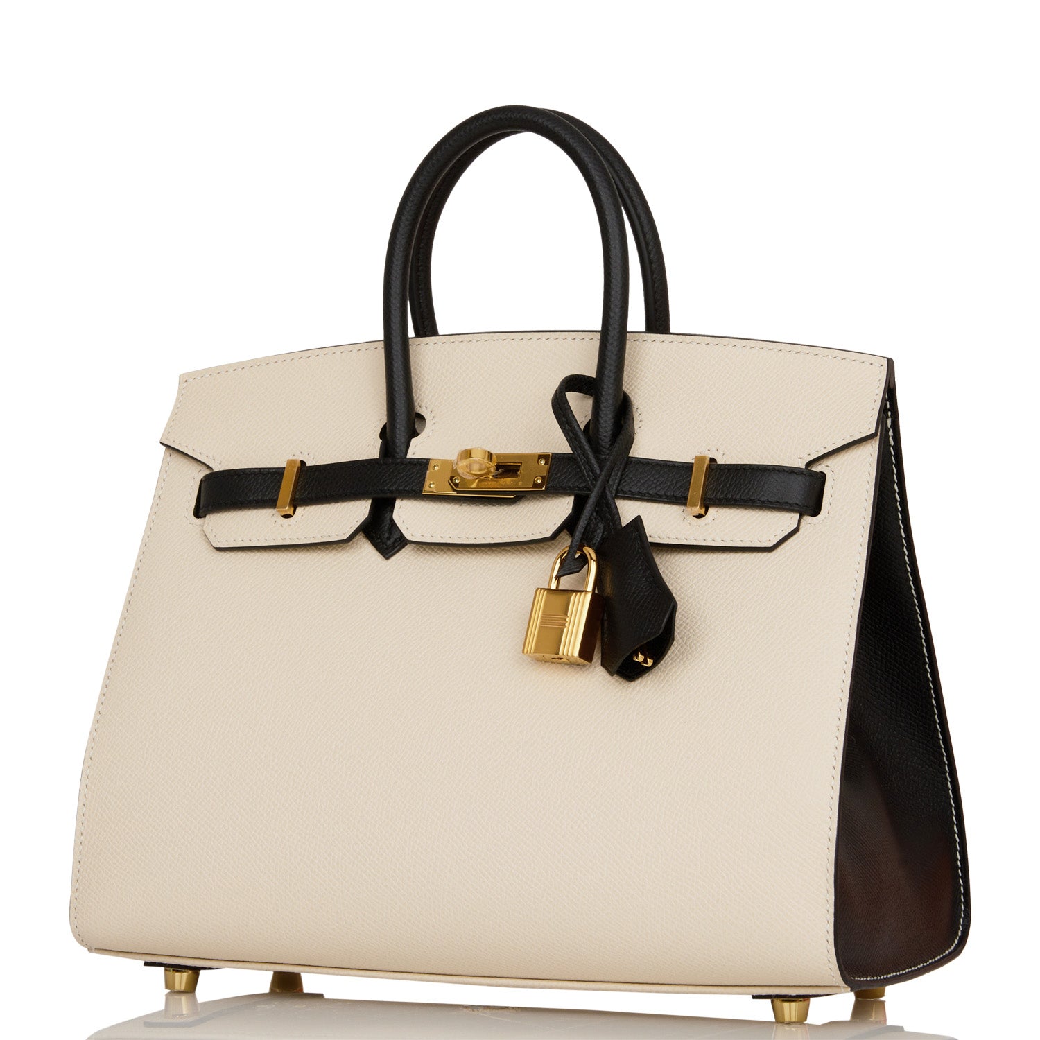 HMS Special Order (HSS) Birkin Sellier 25 Craie and Black Epsom Gold Hardware
