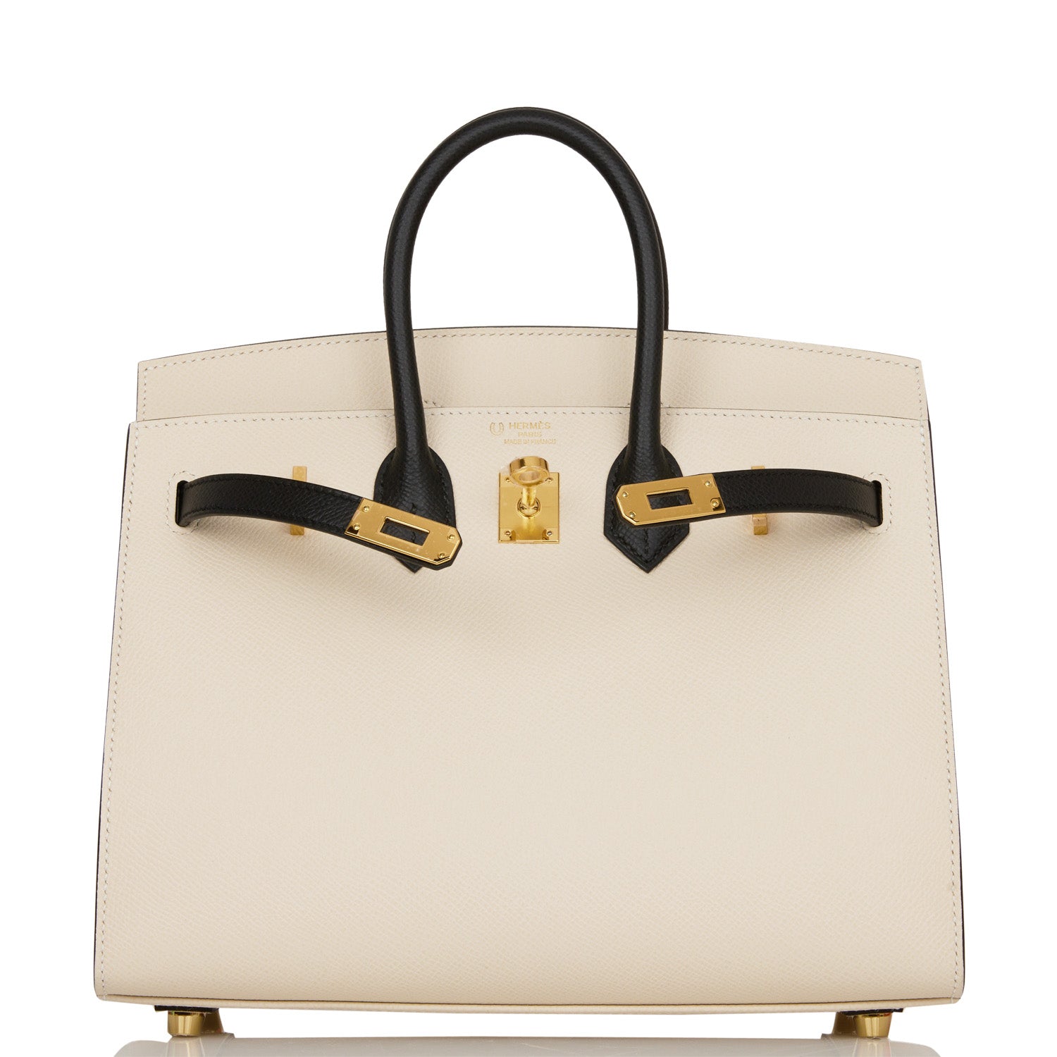 HMS Special Order (HSS) Birkin Sellier 25 Craie and Black Epsom Gold Hardware