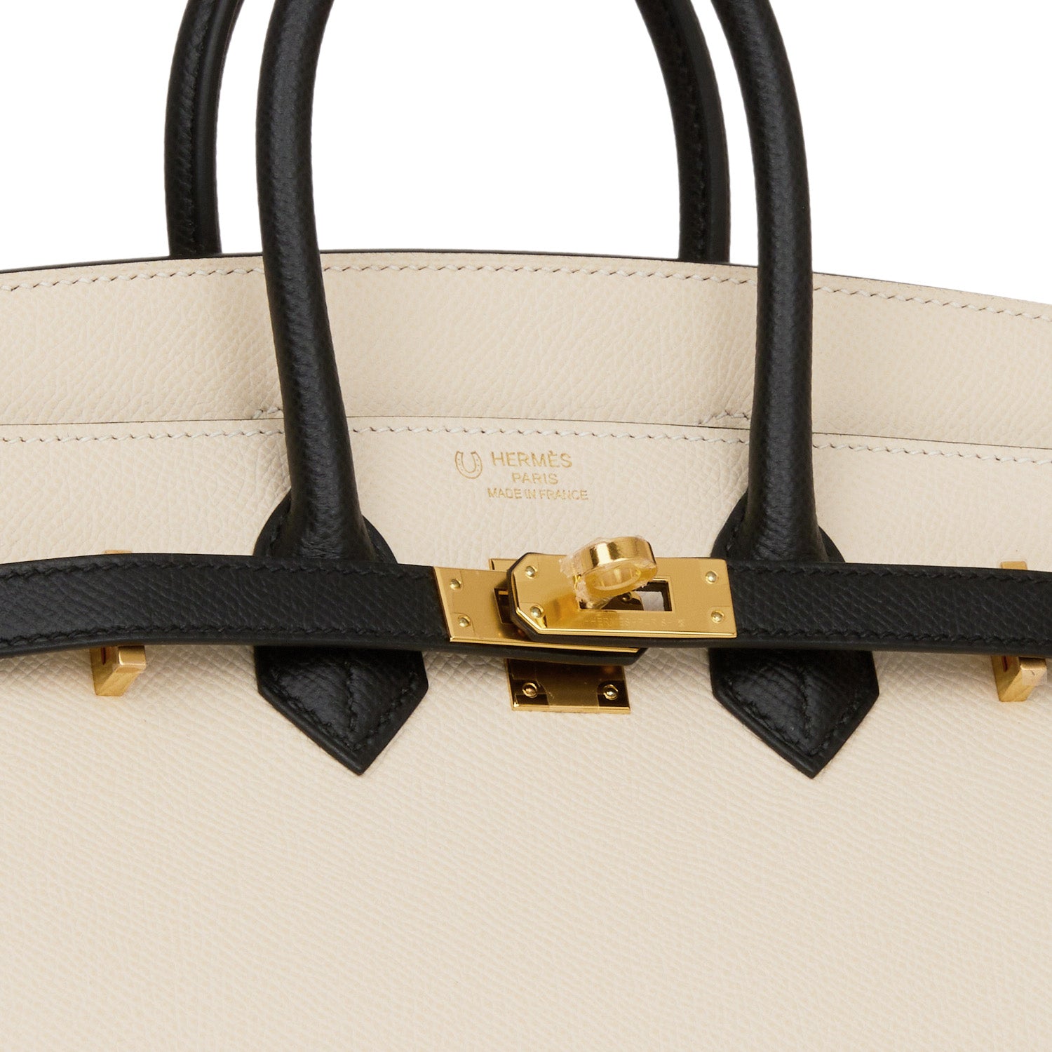 HMS Special Order (HSS) Birkin Sellier 25 Craie and Black Epsom Gold Hardware
