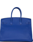 Top Quality HMS Birkin 35 Bleu Electric Togo Palladium Hardware