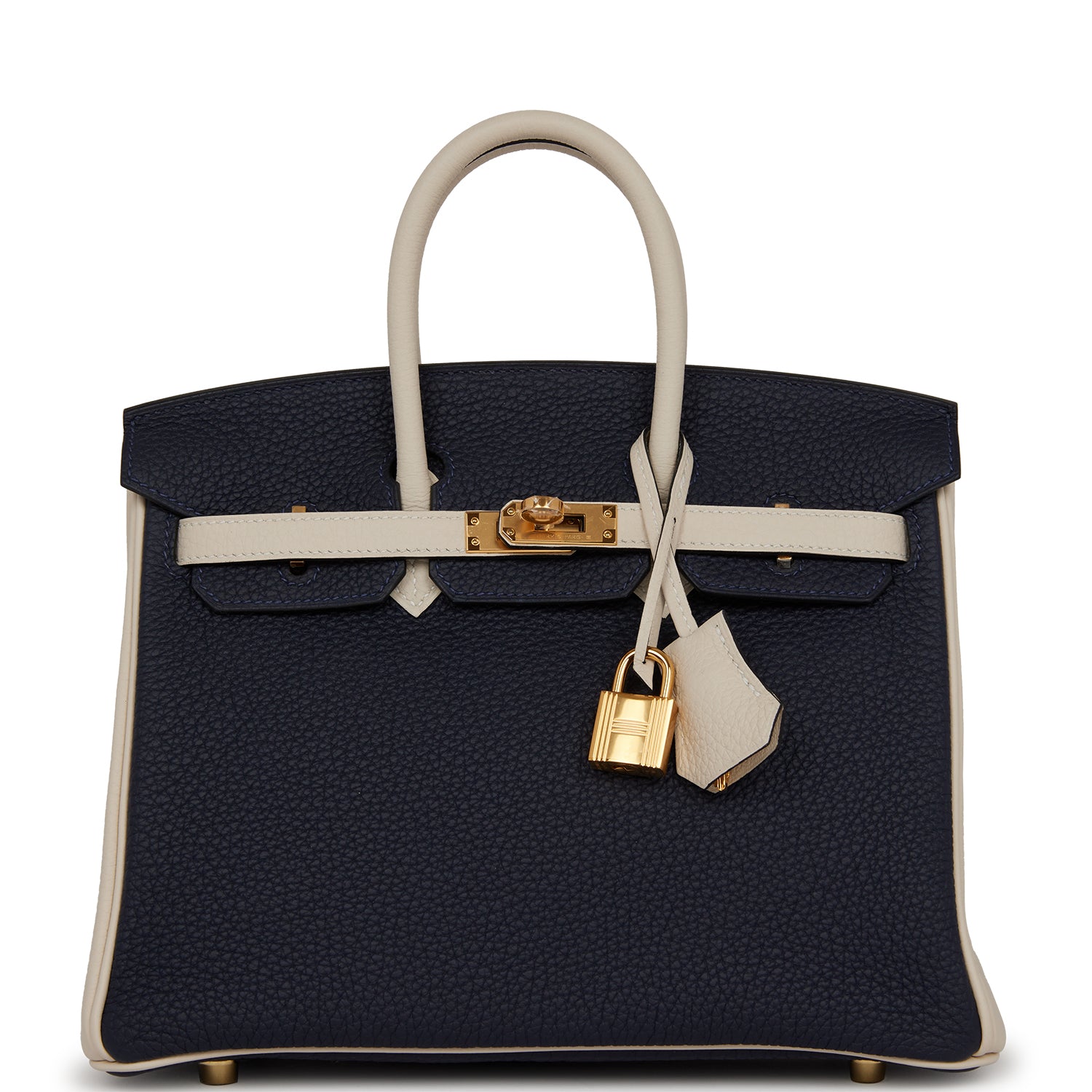 HMS Special Order (HSS) Birkin 25 Bleu Nuit and Craie Togo Gold Hardware