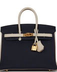 HMS Special Order (HSS) Birkin 25 Bleu Nuit and Craie Togo Gold Hardware