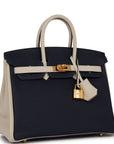 HMS Special Order (HSS) Birkin 25 Bleu Nuit and Craie Togo Gold Hardware