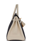 HMS Special Order (HSS) Birkin 25 Bleu Nuit and Craie Togo Gold Hardware