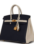 HMS Special Order (HSS) Birkin 25 Bleu Nuit and Craie Togo Gold Hardware