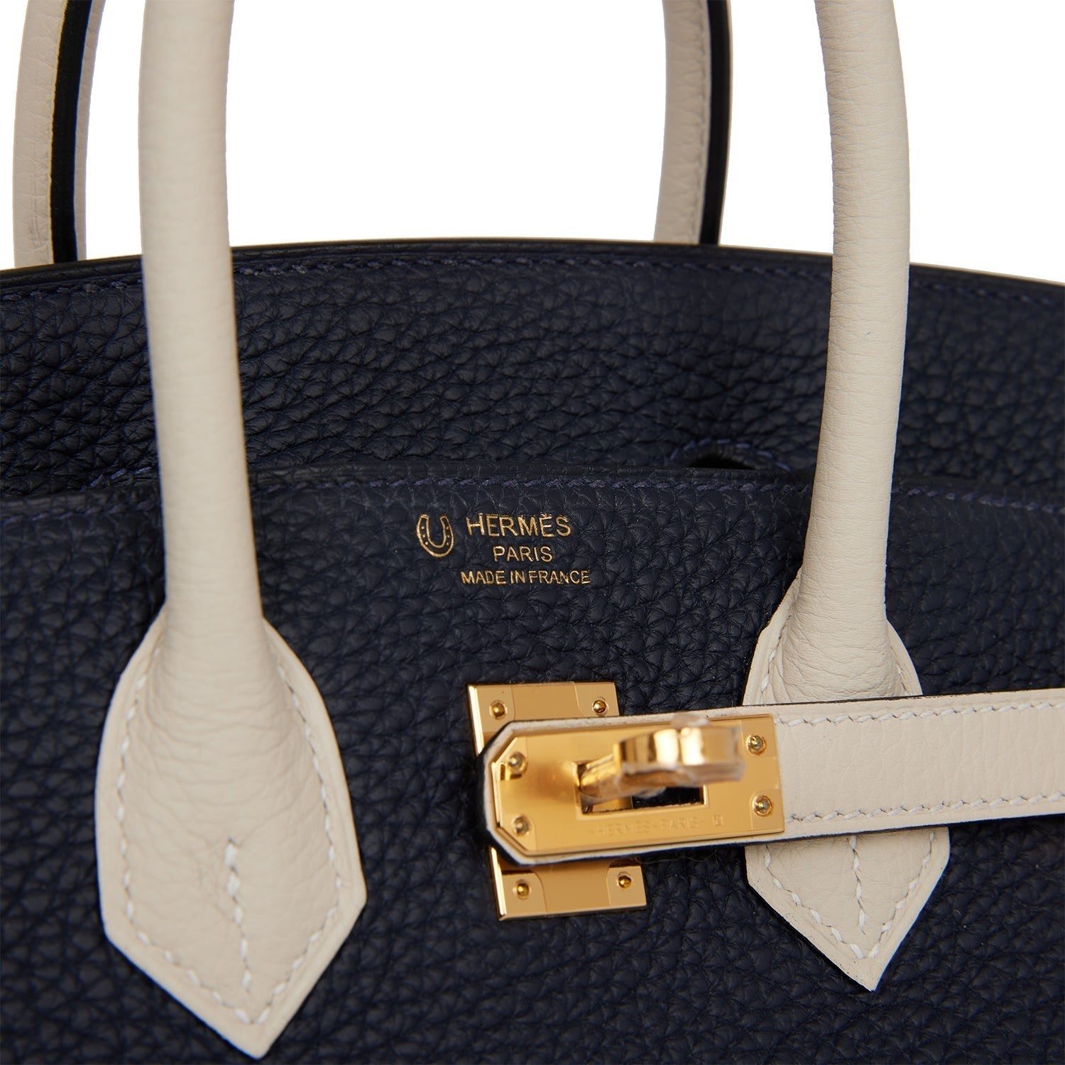 HMS Special Order (HSS) Birkin 25 Bleu Nuit and Craie Togo Gold Hardware