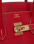 Top Quality HMS Birkin 35 Rouge Casaque Candy Epsom Permabrass Hardware